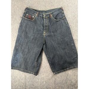 Red Monkey Company Denim Shorts Mens 34 Embroidered Graphic Y2K Streetwear